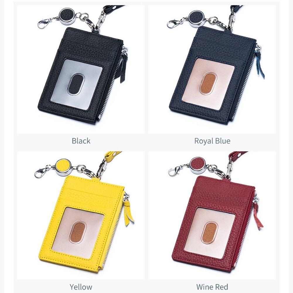 Neck Hanging Reel Strap Badge Holder with Lanyard ID Card Case Multifunctional Male Wallet Unisex