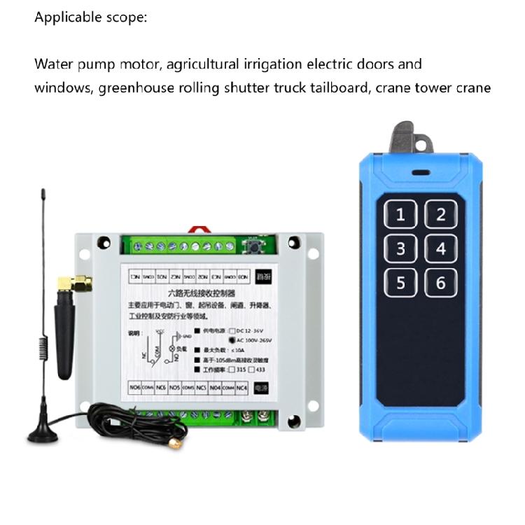 Remote Control Wireless Switch 12V-24V 6CH 6 Way Relay Receiver 6CH Transmitter