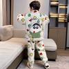 Boys Winter Warm Fleece Pajama Set With Zipper Collar Cartoon Print Long Sleeve Sleepwear Ages 8-14