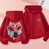Cartoon Print Hoodie for Girls, Spring/Autumn Casual Breathable Hooded Cardigan Top Outerwear