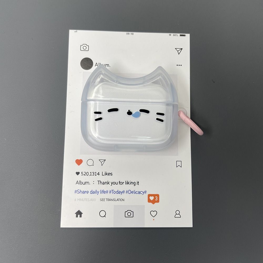 With Keyring Sleepy Cat Earphone Case Headphone Protective Case for Airpods 4 3 2 1/ Pro/Pro2