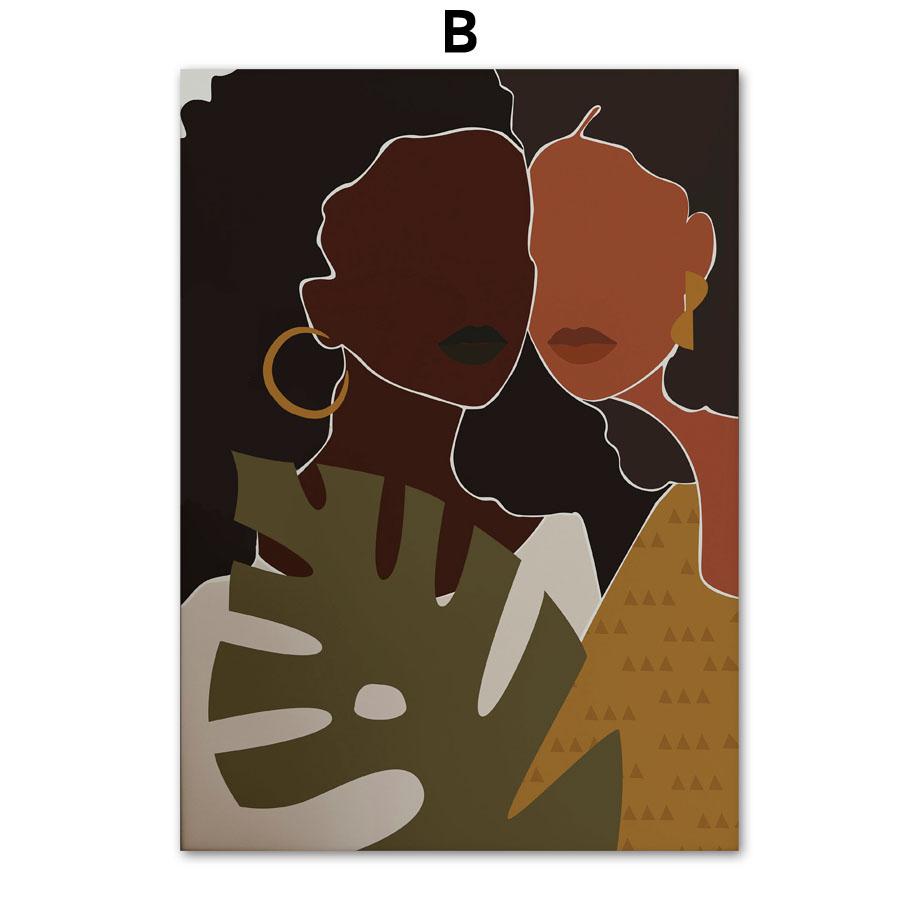 Wall Art Canvas Painting Abstract Black Girl Fashion Illustration Nordic Posters And Prints Wall Pictures For Living Room Decor