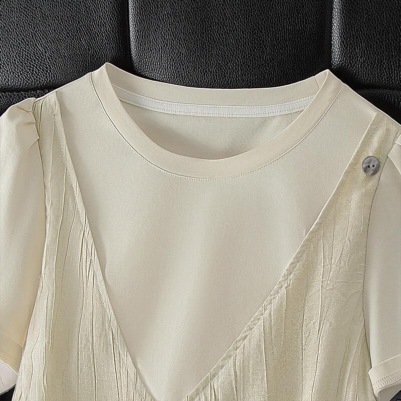 Women's Summer Fake Two-Piece Top & Drawstring Shorts Set