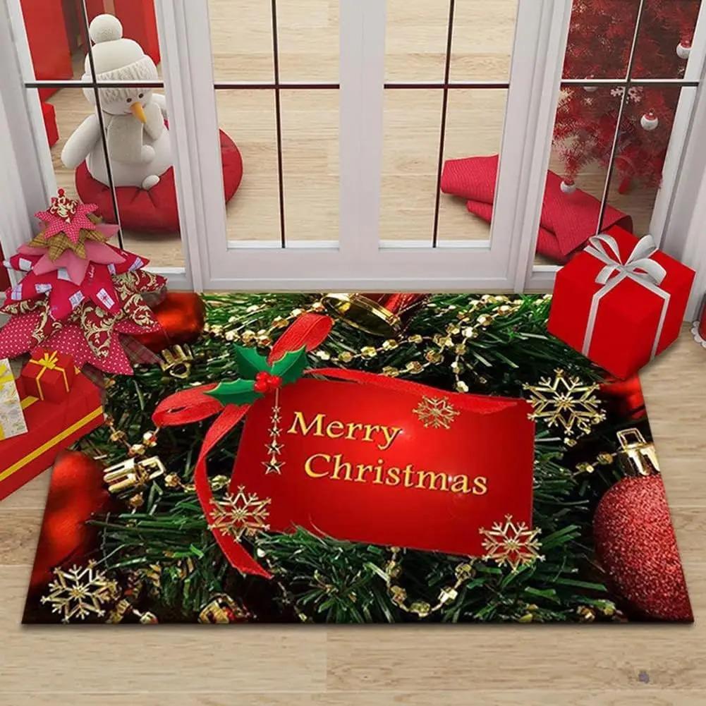 

Christmas New Year Theme Carpet for Indoor Floor Mat Beadroom Cartoon Rug Entrance Anti-Slip Doormat Holiday Home Decor Door Mat 30X50CM