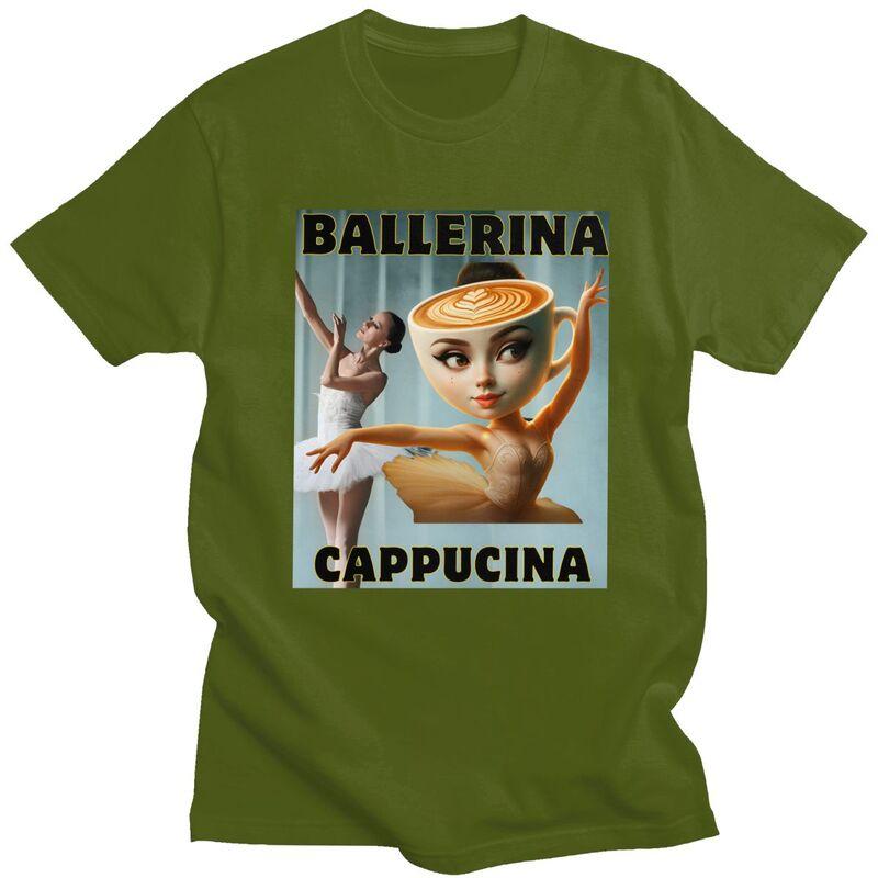 Italian Brainrot Ballerina Cappuccina T Shirt Men Women Tshirt Streetwear Casual Graphic Tee 100 Cotton Slim Fit Clothing
