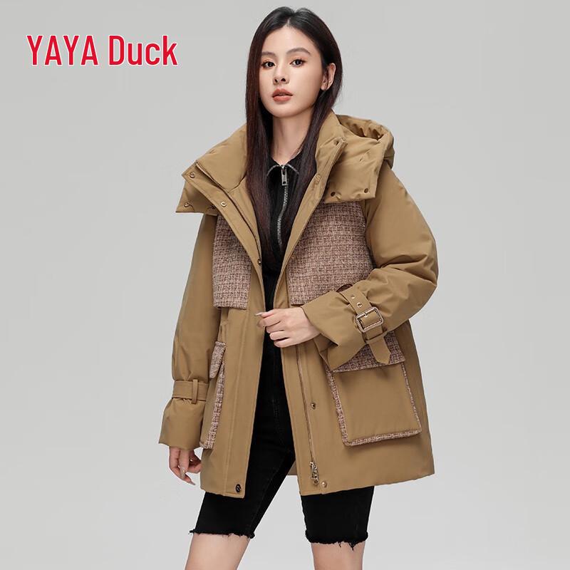 YAYA Women's Mid-Length Hooded Parka Down Jacket