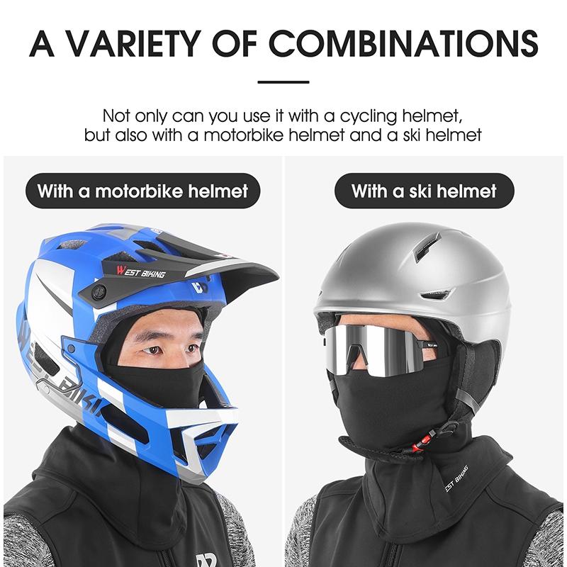 WEST BIKING YP0201201-205 Outdoor Cycling Helmet Liner Bike Headgear Full Face Mask Breathable Warm Protection Neck Scarf
