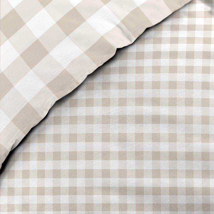 Parure de lit 220 x 240 cm Victoire a carreaux beige