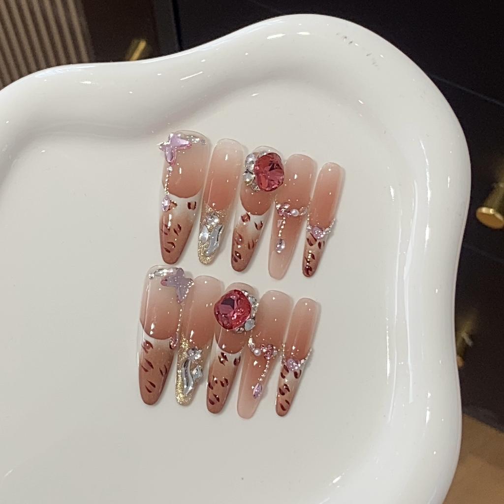 Handgefertigt Süß Eis-transparent Französische Kette Kleiner Diamant Rosa Leopardenmuster Wächter Liebling Tragen Rüstung