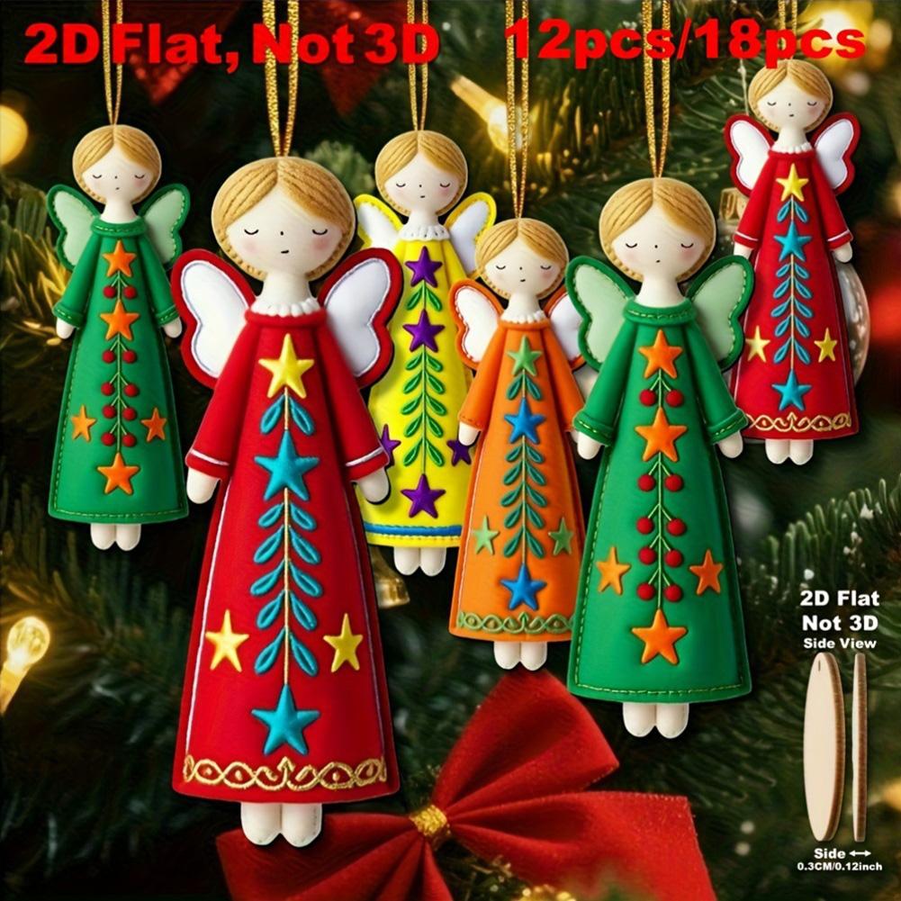 Angel Festival Wooden Ornaments for Christmas Tree Decor 8 Piece Set Crafted from Sustainable Wood for Holiday Displays