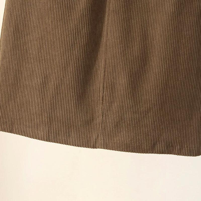 Damenmode, hohe Taille, schlankmachend, A-Linie, Cordrock, langes Kleid, verdickt, lässig, einfarbig
