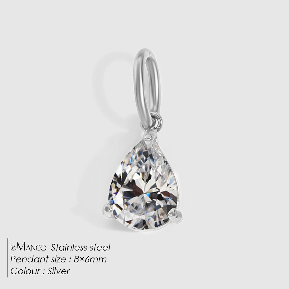 eManco 4 /6/8/10MM Stainless Steel Zircon Geometric Shape Charms Pendants Jewelry Making Supplies Diy Findings Accessories