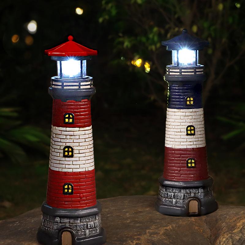 European Outdoor Solar Lighthouse Garden Ornament Waterproof Lamp