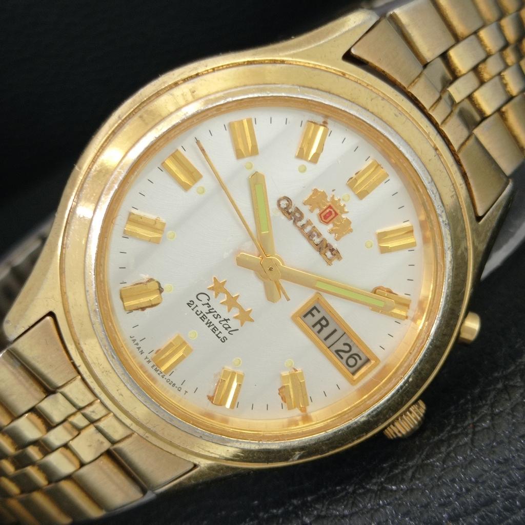 ОРИГИНАЛЬНЫЕ ВИНТАЖНЫЕ МУЖСКИЕ АВТОМАТИЧЕСКИЕ ЧАСЫ ORIENT CRYSTAL 46943 ЯПОНИЯ a703619-1