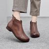 Weichsohlige weichseitige Martin-Stiefel Damen flachsohlige Samt-Retro-Lederschuhe Herbst und Winter neue kurze Mutterschuhe mittelalt und älter