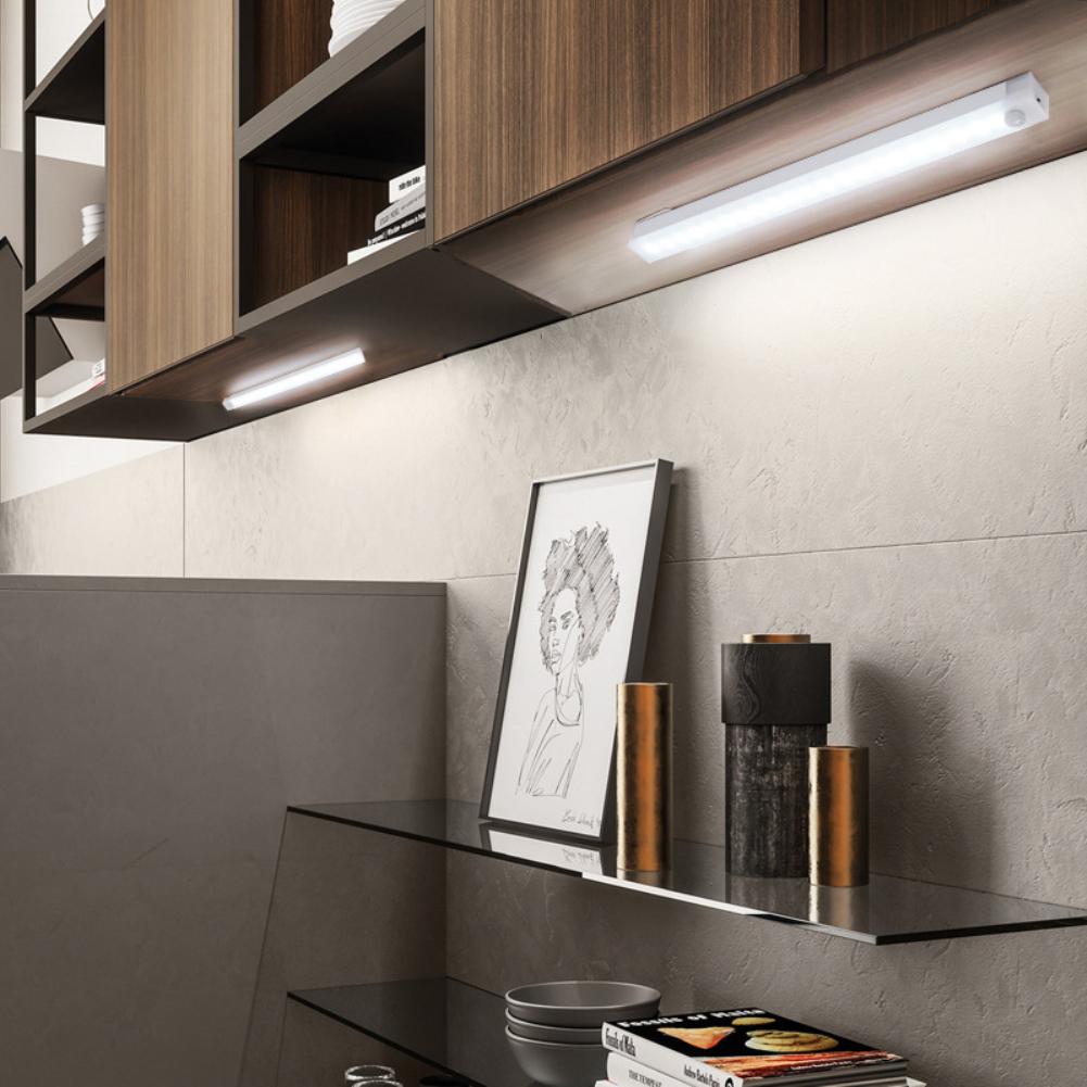 LED Night Light 10/20/30/50CM Motion Sensor USB Rechargeable Ultrathin Wireless Wardrobe Kitchen Cabinet Night Light