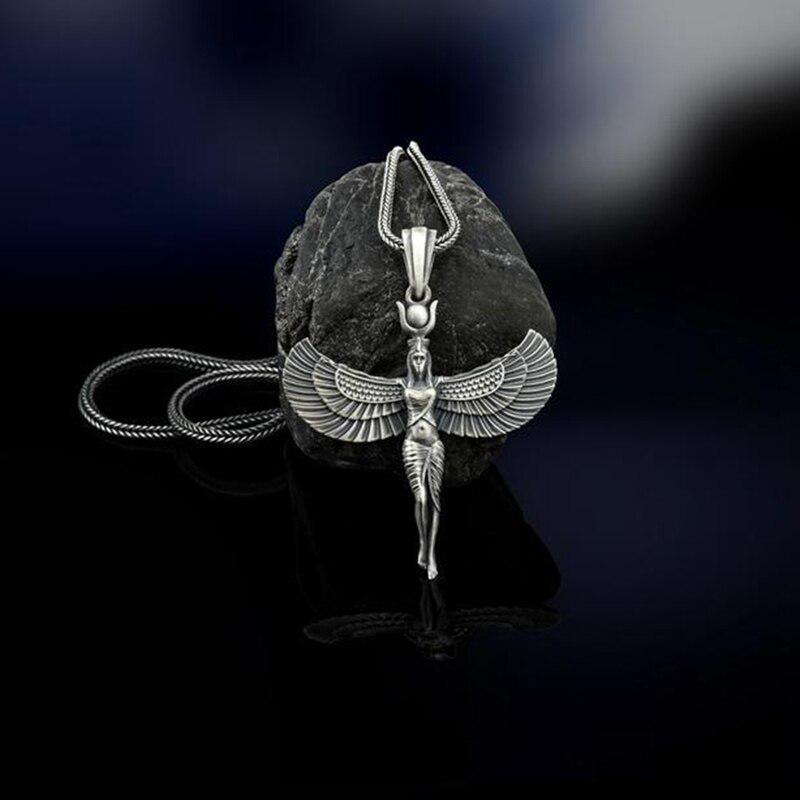 Женская крылатая богиня Исида Древний Египет Бог Фигурки Ожерелье Чокер Ожерелье Ювелирный Аксессуар