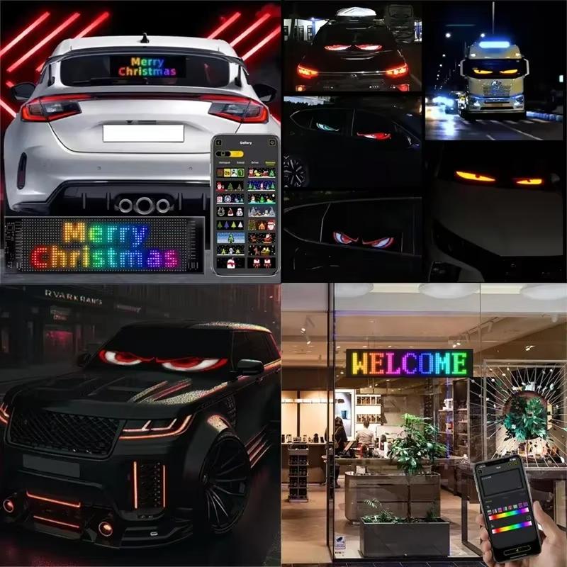 Lumière d'écran LED Design Œil du Diable Affichage Défilant Flexible avec Contrôle par Application pour Pare-brise de Cabine de Camion Animation Décorative Panneau de Texte