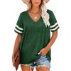 Sommer Neues Damen V-Ausschnitt Gestreiftes Lockeres Kurzarm T-Shirt Lässiges Oberteil für den grenzüberschreitenden Handel