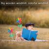 1pcs Windmill Plastic 12 Cm Windmill Garden Stake Wooden Handle Garden Lawn Yard Party Nursery Outdoor Decoration Photo Props