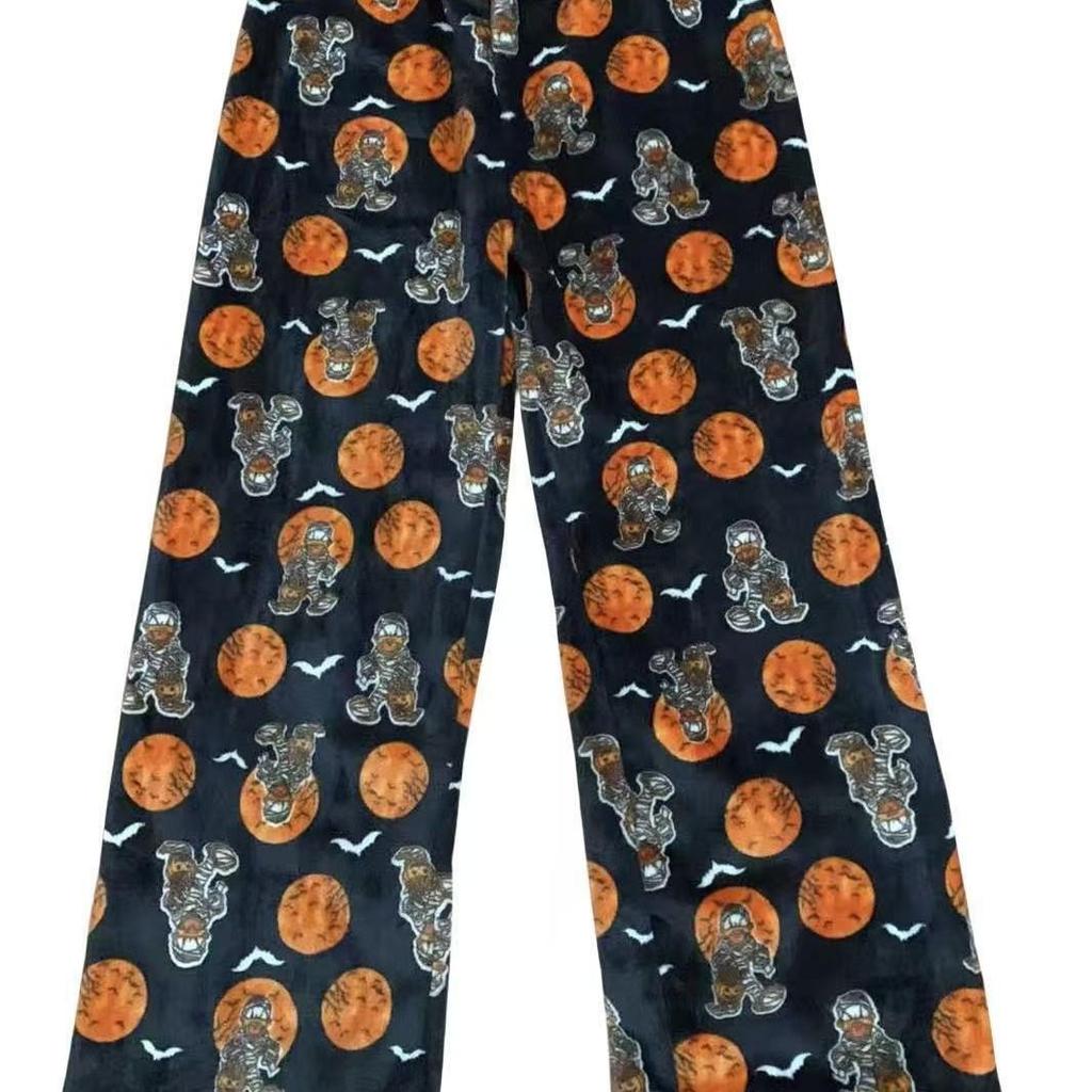 Halloween Women's Fleece-Lined Flannel Pajama Pants for Autumn/Winter – Warm & Casual