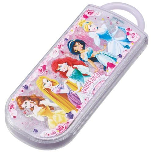 Skater Bento Trio Set (Chopsticks, Spoon, Fork) Disney Princess 24 Pieces for Kids, Antibacterial, Easy-Open Slide-Open, Made In Japan, TACC2AG-A