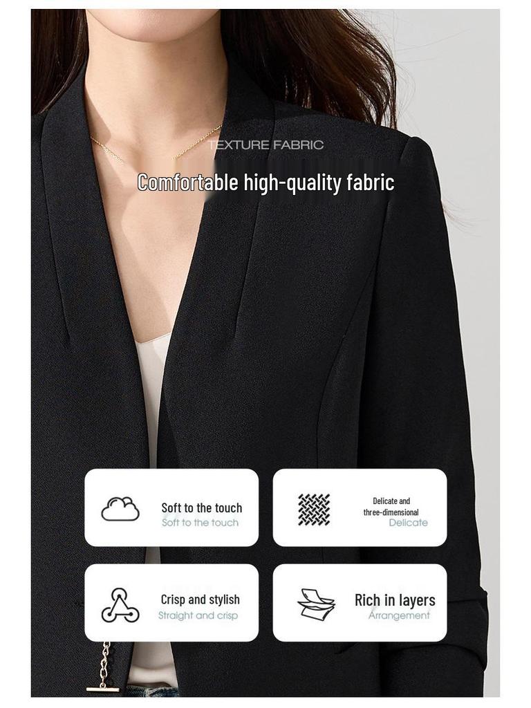 Women's High-End White Petite Long Sleeve Short Jacket for Spring/Autumn