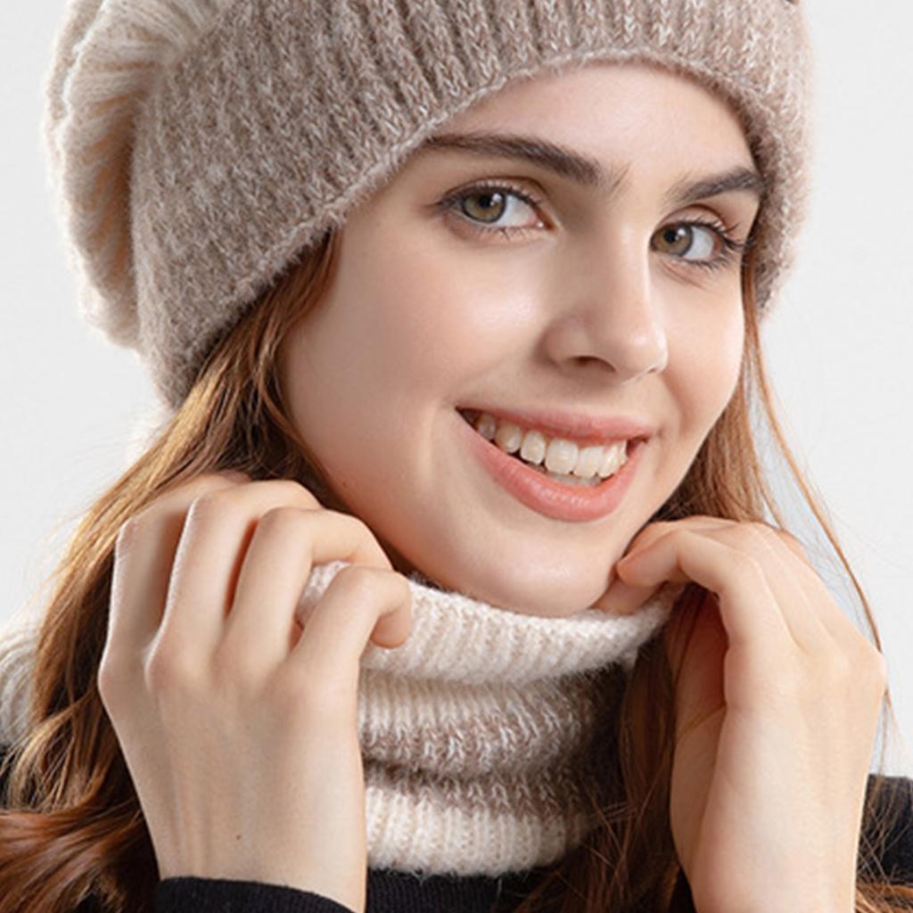 Warm Hat Neck Gaiter Combo Plush Furry Liner Stylish Windproof Thick Insulate Headwear for Men Women Trapper Hat
