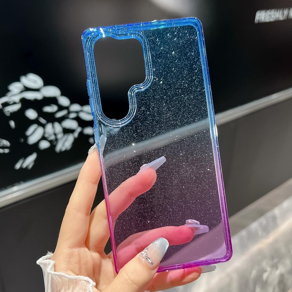 HD Průhledný Pouzdro na Telefon Hvězdná Obloha Pro Samsung S25 Edge S24 Plus Ultra Tvrdý PC Celorámový Gradientní Třpytivá Barva Nárazník Kryt