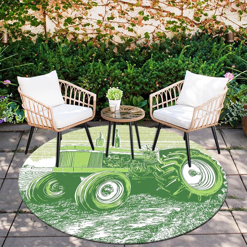 Farm Tractor Pattern Round rug,Carpet Rug for Living Room Bedroom Playroom ,Non-slip Floor Mat,Holiday Gifts and Birthday Gifts.