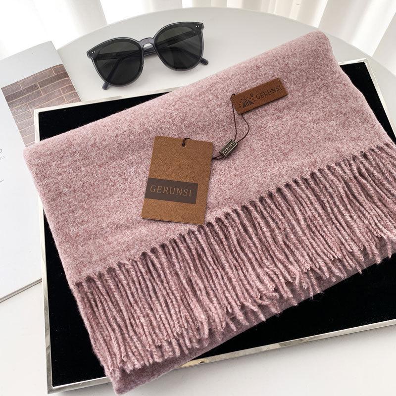 Scarf dual-purpose women's autumn and winter high-end imitation cashmere shawl with a classic solid color warm scarf