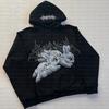 American Cartoon Rabbit Print Gothic Hoodie Trendy Streetwear Pullover Sweatshirt Women