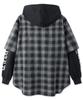 OHY Layered Check Zip Hoodie Shirt - Black