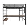 Hochbett 90x200 cm Schwarz, Eisenbett Schreibtisch, 4 kleine Regale, großes Bücherregal, Sicherheitsleiter, für Kinderzimmer/Erwachsene