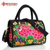 Ethnic Embroidered Drum-Shape Tote & Crossbody Canvas Bag