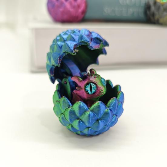 3D Printed Dragon Egg Ornament Vibrant Color Small Size Stress Relief Fidget Toy Adorable Cartoon Dragon Statue