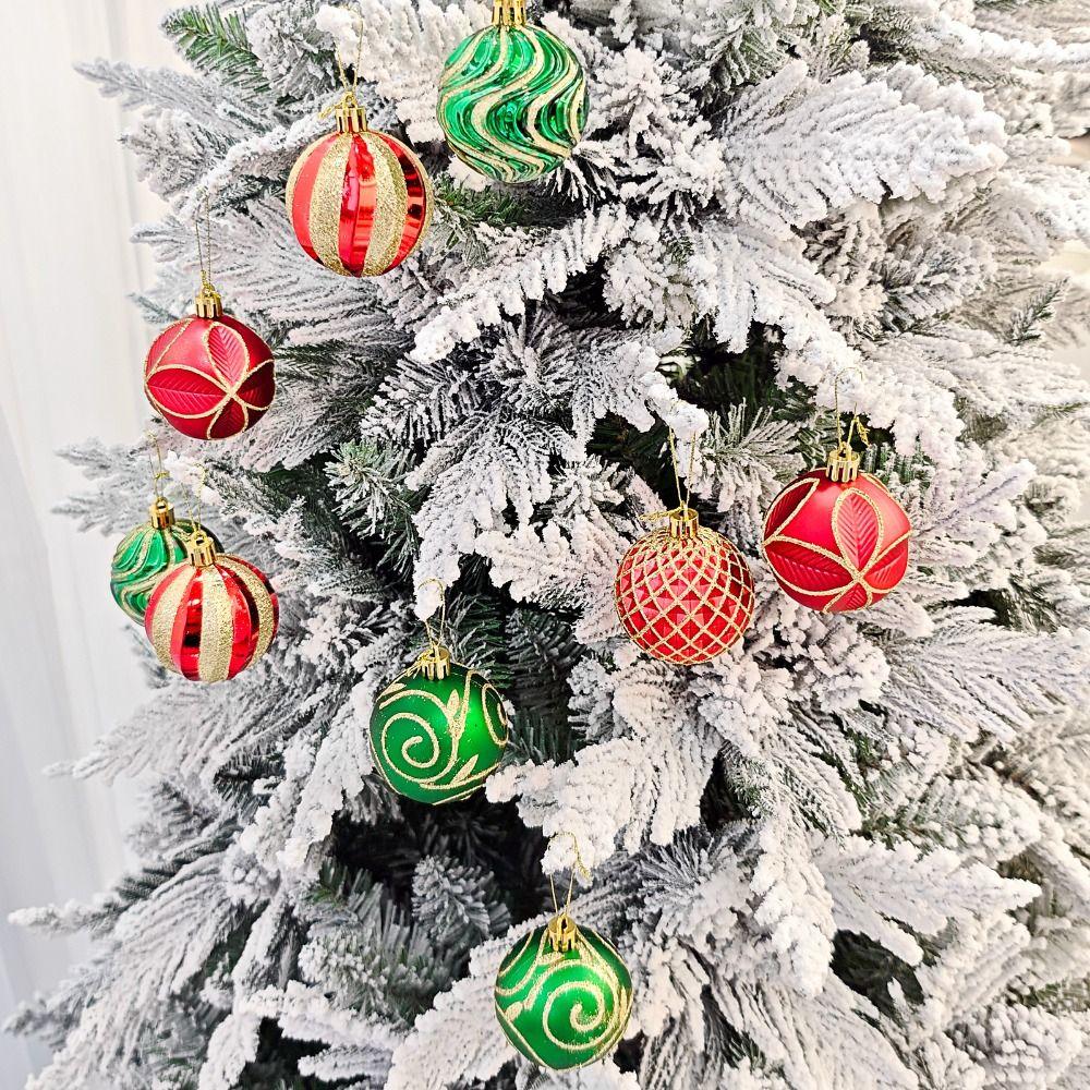 9Pcs/set 6CM Xmas Tree Hanging Pendant Painted Xmas Baubles Christmas Party Decoration