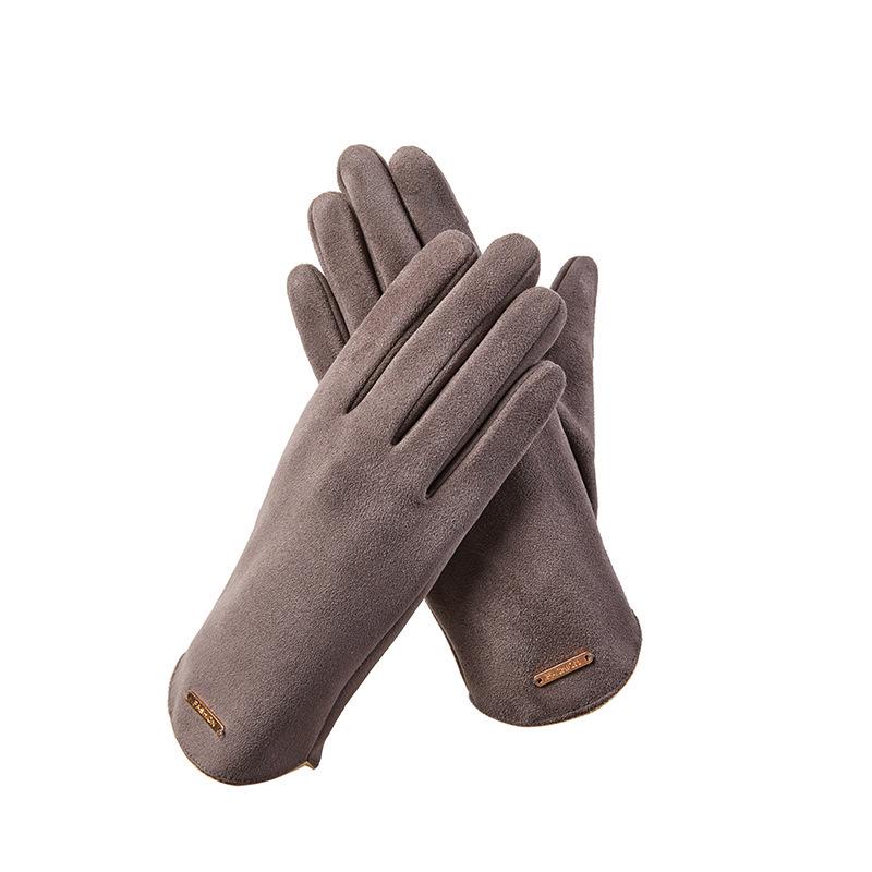 Unisex Fleece-Lined Suede Gloves for Outdoor Cycling and Driving - Cold-Proof, Touchscreen-Enabled for Autumn and Winter.