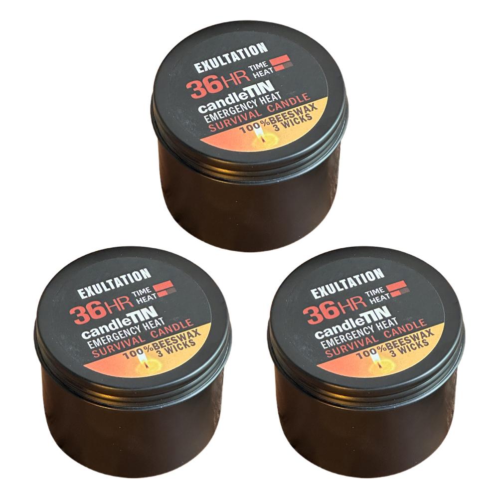 1/2/3pcs Emergency Candle 36 Hour 3 Wick Long Lasting Beeswax Survival Candle with Aroma for Home Camping Fishing