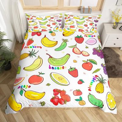 Fruits Duvet Cover Strawberry Banana Mango Lemon Pineapple Bedding Collection Grapes Orange Comforter CoverSummer Fruit Quilt Cover