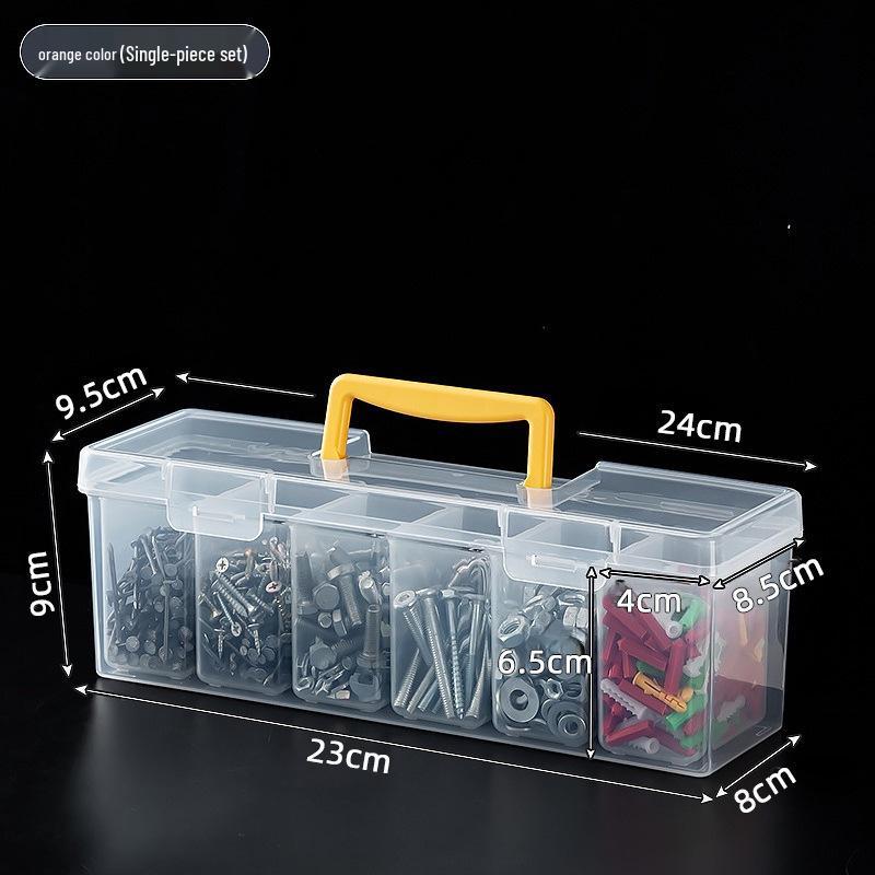 Transparent Multifunctional Tool Storage Box - Handheld Organizer for Wrenches, Screws, and Accessories