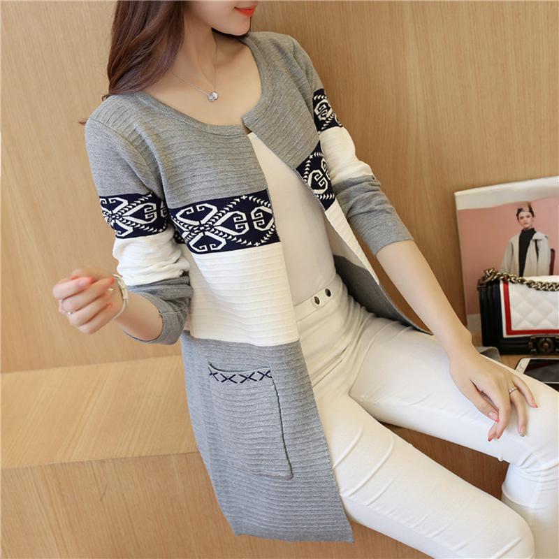 Autumn Winter Long Cardigan Women Sweater Retro Ethnic Long Sleeve Jacket Sweater Women Coat
