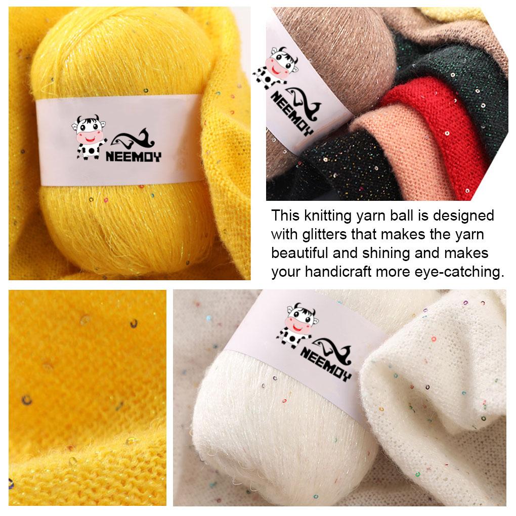 50g Beaded mohair Summer Ice Silk Mercerized Yarn Special Sequin Yarn DIY Hand Woven Rag Doll Knitting Wool Blanket 23 Colour