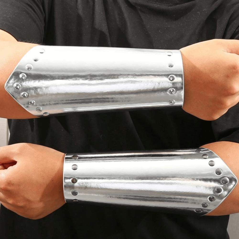 Shiny Metallic Knight Arm Guard Role Playing Cosplay Arm Cuff Medieval Bracers Renaissance Party