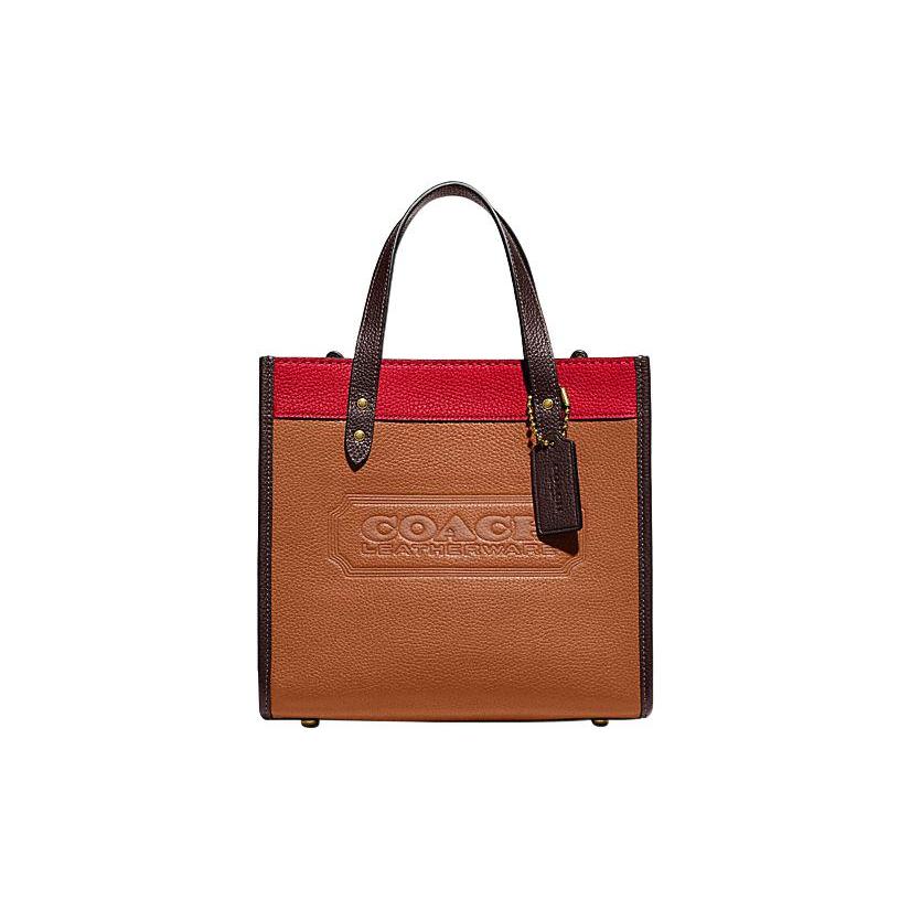 

Новая сумка-тоут COACH Field из коровьей кожи, сумка для покупок, сумка через плечо, сумка кроссбоди, женская сумка-труба, коричневая CC378-B4NP6 22.1*11.9*21.1CM