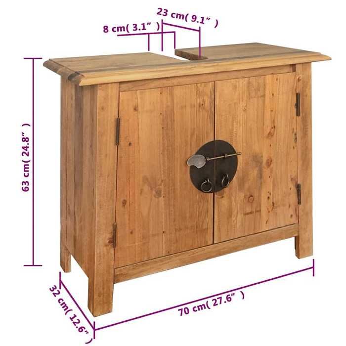 VidaXL Meuble-lavabo de salle de bains pin massif 70x32x63 cm 246035