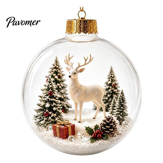 Winter Holiday Home Decor Light Up Christmas Scene Ball Ornament with Warm LED Glowing Story for Reusable Hanging Ornaments Tree and Festive