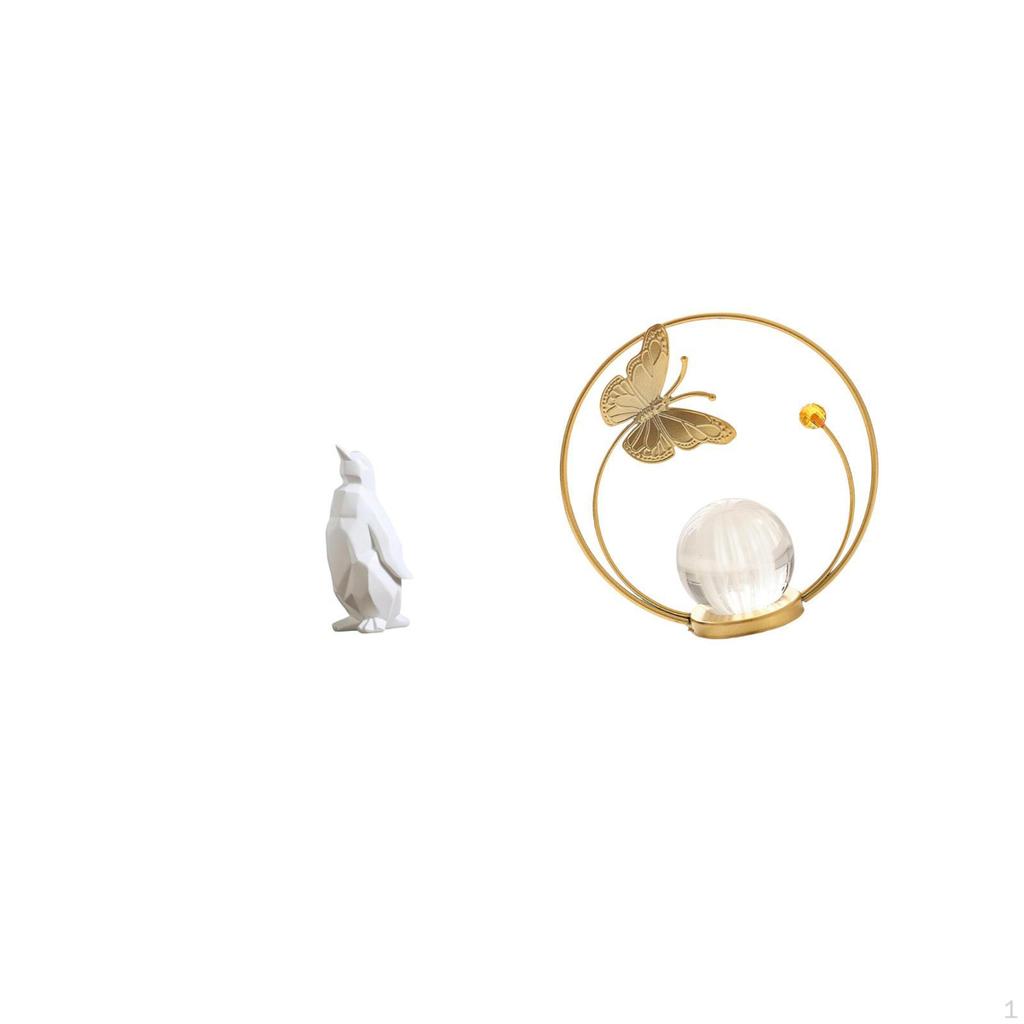 Penguin Crystal Resin Metal Animal Figurine Collectable Decorative Ornament Statue for Housewarming