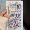 Vintage Blue Butterfly Flower  Lichee Pattern Phone Case For iPhone 17 Air 16 Pro Max 15 Plus 13 12 Pro Max X XR XS Soft Cover