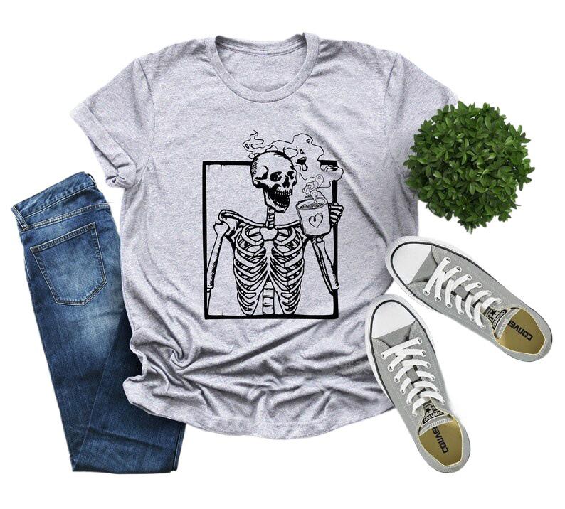 Dámské tričko s krátkým rukávem s potiskem lebky v evropském a americkém stylu pro rok 2025